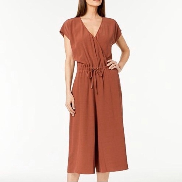GUC Eileen Fisher- Cropped Wide-Leg Tencel Blend Jumpsuit in Color Ruset. Size M - Picture 1 of 11